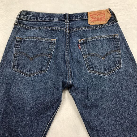 LEVIS 501 Jeans Men 30x29 (30/32 tag) Straight Leg Button Fly Medium Wash - Picture 5 of 13